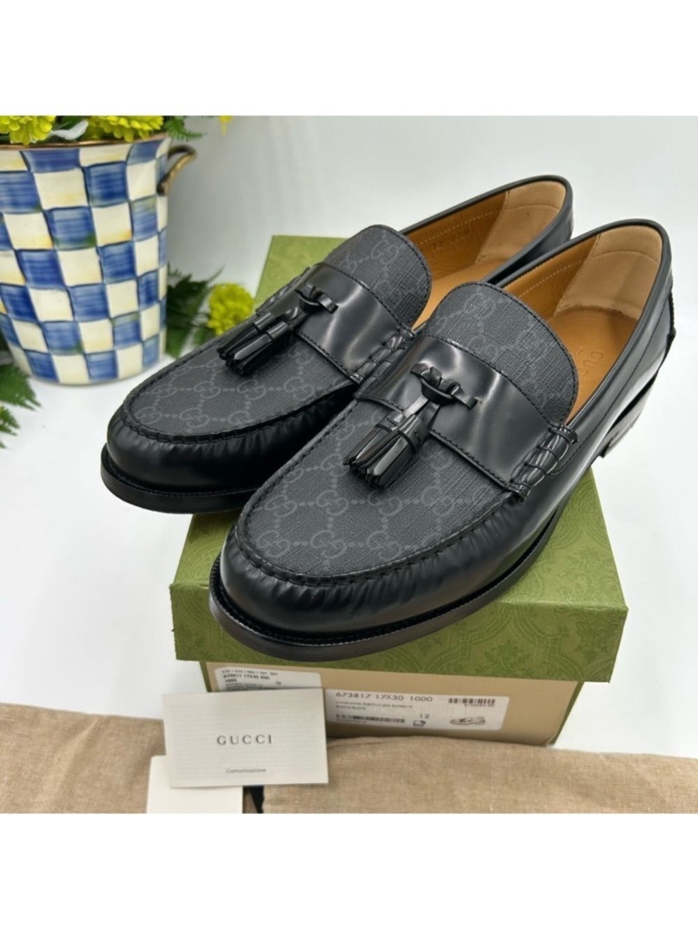Men’s Gucci GG supreme tassel loafer size 12 made in Italy